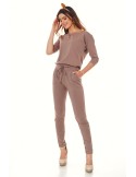 Women\'s jumpsuit fastened with a zipper at the back, cappuccino 2401 - Online store - Boutique